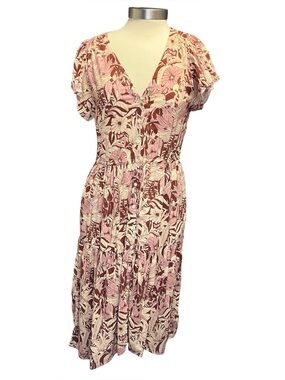 Trovata Floral Drawstring Tiered Midi Dress